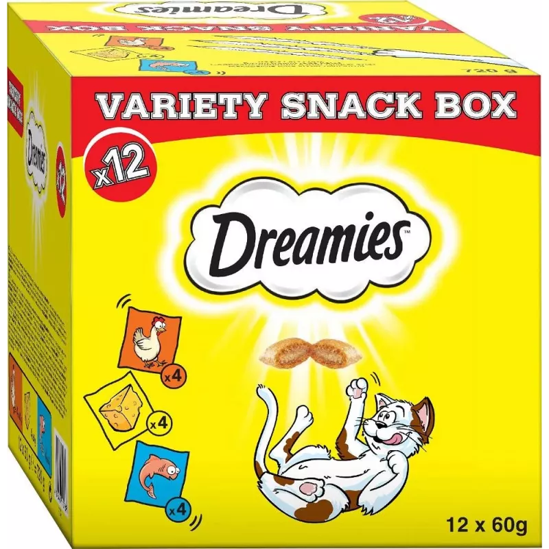 Dreamies 384298 skanėstų maišelis katėms Cheese, Chicken, Salmon 12×60 g