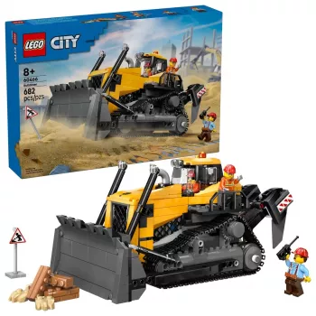 Konstrukcinis buldozeris LEGO 60466, City serija, 682 detalės, 3 minifigūrėlės, rekomenduojamas amžius 8+, dydis 120×240×130 mm