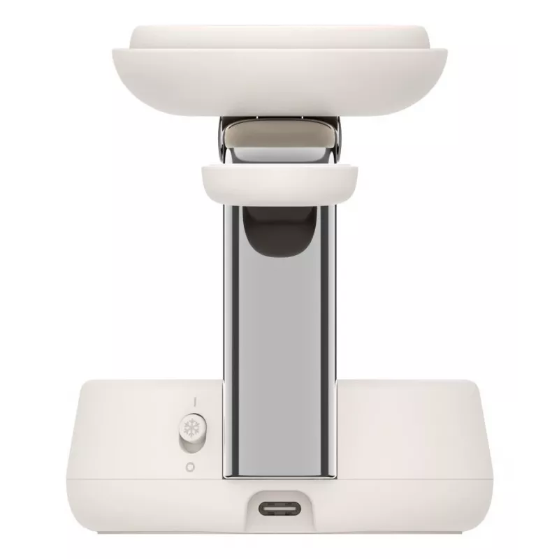 Belaidis USB įkroviklis Belkin Qi2 WIZ040KQSD — 25 W, USB maitinimas, 1,5 m laidas, baltas, skirtas išmaniajam telefonui, išmaniajam laikrodžiui, ausinėms, fitneso apyrankei