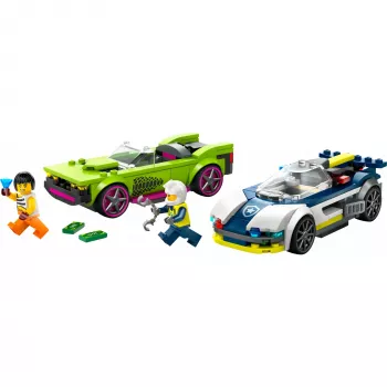 LEGO City policijos automobilio ir raketinio automobilio gaudynės 60415 – 213 dalių, 2 minifigūrėlės, nuo 6 metų