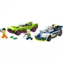 LEGO City policijos automobilio ir raketinio automobilio gaudynės 60415 – 213 dalių, 2 minifigūrėlės, nuo 6 metų
