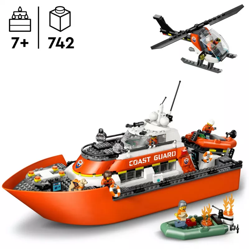 LEGO City 60504 Pakrančių apsaugos gelbėjimo laivas ir sraigtasparnis