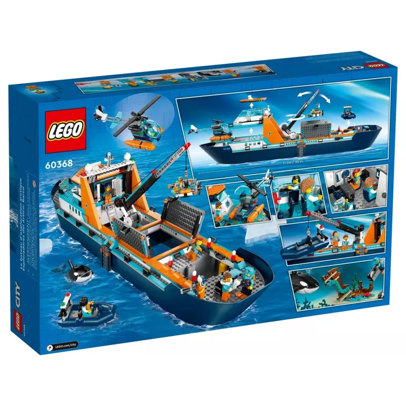 Konstruktorius LEGO City Arkties tyrinėjimų laivas 60368 — 815 dalių, 7+ metai, 4 minifigūrėlės