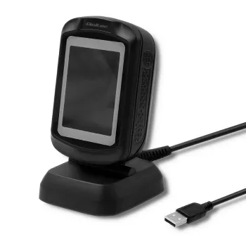 Stacionarus 1D/2D brūkšninių kodų skaitytuvas QOLTEC 50864, LED jutiklis, USB laidinis, juodas, 145×85×80 mm