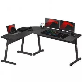 Žaidimų stalas HUZARO HERO 6.0 BLACK, kampinis, anglies pluoštas