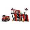 Konstruktorius LEGO City Gaisrinė su sukamu kopėčių automobiliu 60414 — 843 detalės, 5 minifigūrėlės, 220×320×140 mm