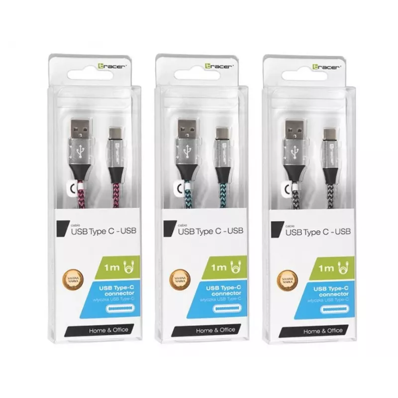 Laidas USB 2.0 Type-C vyriškas - C vyriškas 1,0 m juodas-sidabrinis