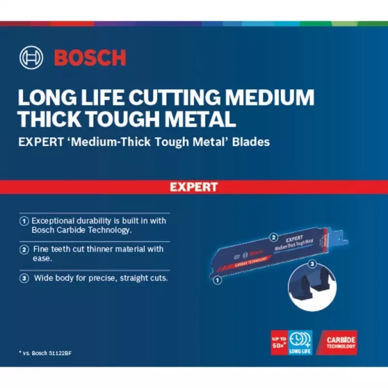 Bosch EXPERT 'MEDIUM-THICK TOUGH METAL' S 955 HHM pjūklo geležtė, HCS plienas, 1 vnt.