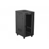 Tinklinis spintos stovas LANBERG 19 colių 24U 600x800 mm juodas su stiklo durelėmis ir LCD išpjova (Flat Pack) v2