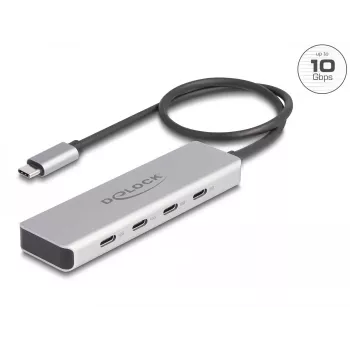 DeLOCK USB Type-C Hub 10 Gbps 4 prievadai aliuminis pilkas