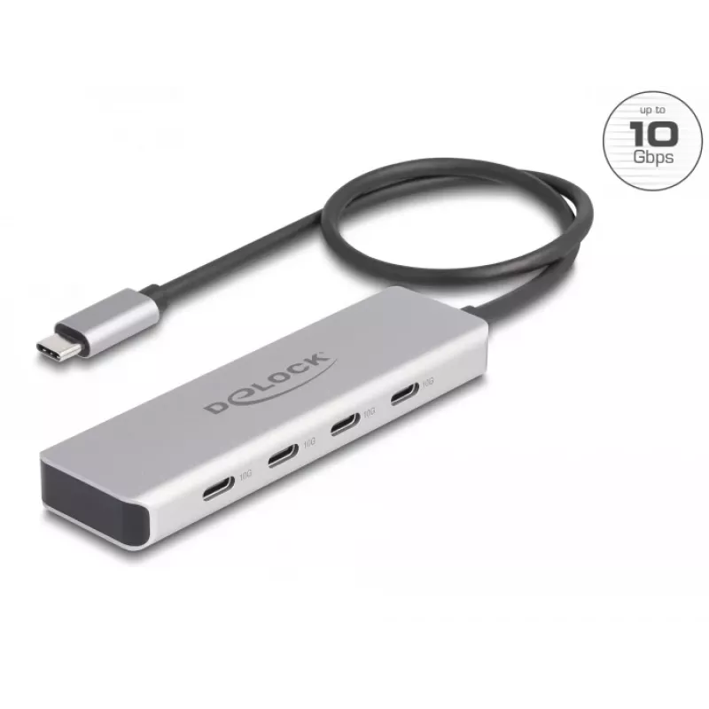 DeLOCK USB Type-C Hub 10 Gbps 4 prievadai aliuminis pilkas