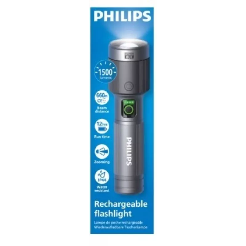 Philips įkraunamas žibintuvėlis USB-C 1500 lm 2000 mAh