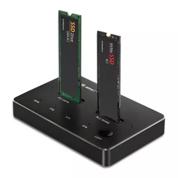 Qoltec 52274 M.2 SSD diskų dėklas | NVMe | SATA | USB-C | DUAL 2 x 2TB