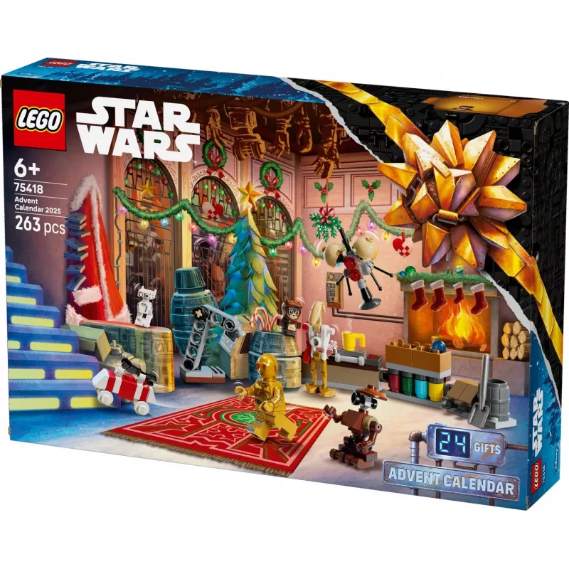 Statybinis žaislas LEGO Star Wars Advent Calendar 2025 – rinkinys 75418, sezoninės pastatomos minifigūrėlės ir modeliai