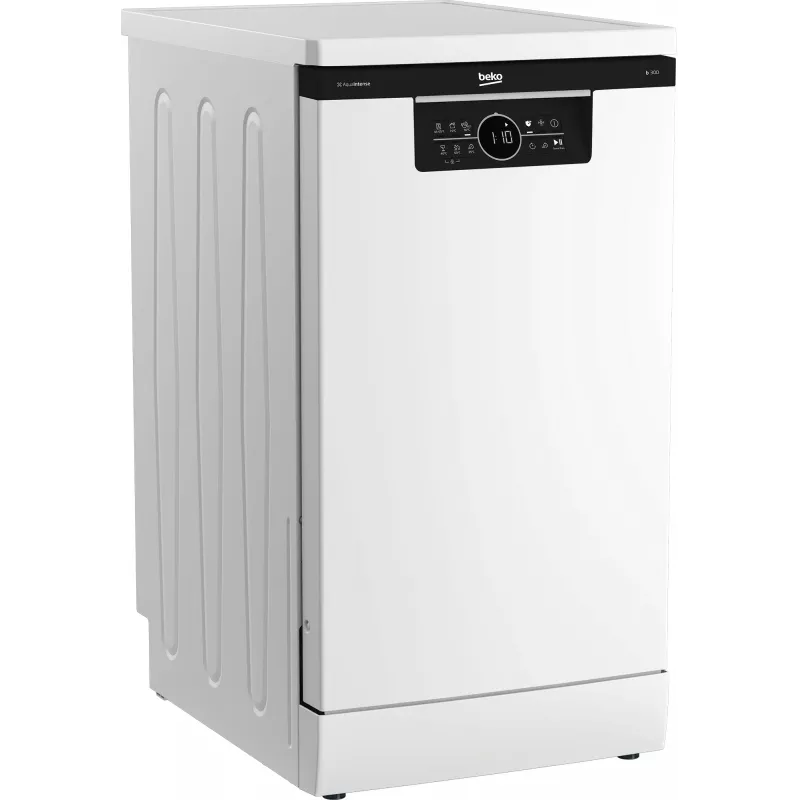 BEKO BDFS26120WQ Laisvai pastatoma indaplovė, energijos klasė E, plotis 45 cm, 6 programų, inverterinis variklis, trečias stalčius, balta