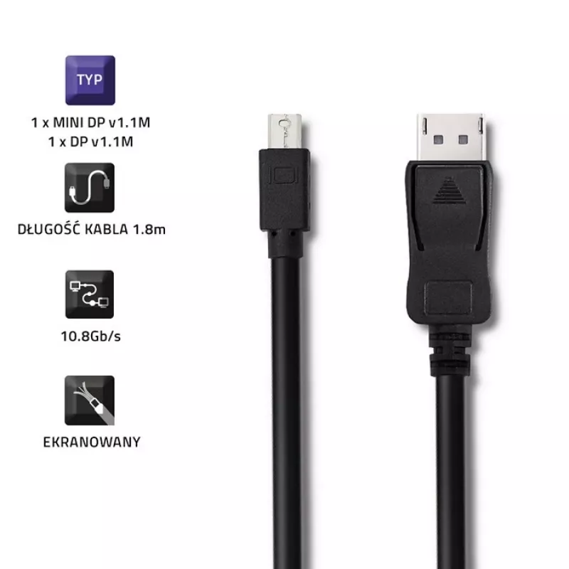 DisplayPort kabelis Qoltec 50434 1,8 m Mini DisplayPort juodas