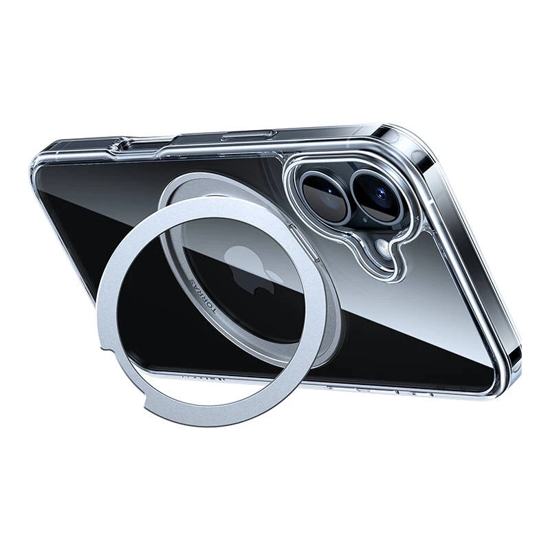 Apsauginis dėklas Torras Ostand Pro iPhone 16 Plus, permatomas, plonas, TPU/PC