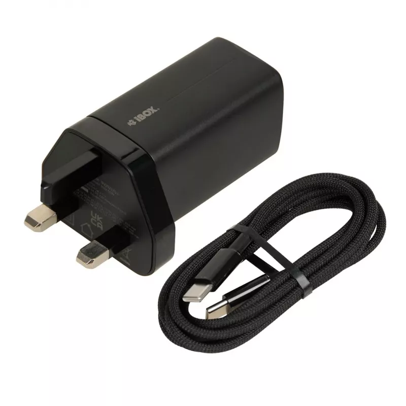 iBOX C-65 Black, universalus 65W GaN įkroviklis su UK kištuku