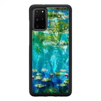 Dėklas iKins Samsung Galaxy S20+ – juodas su vandens lelijų raštu