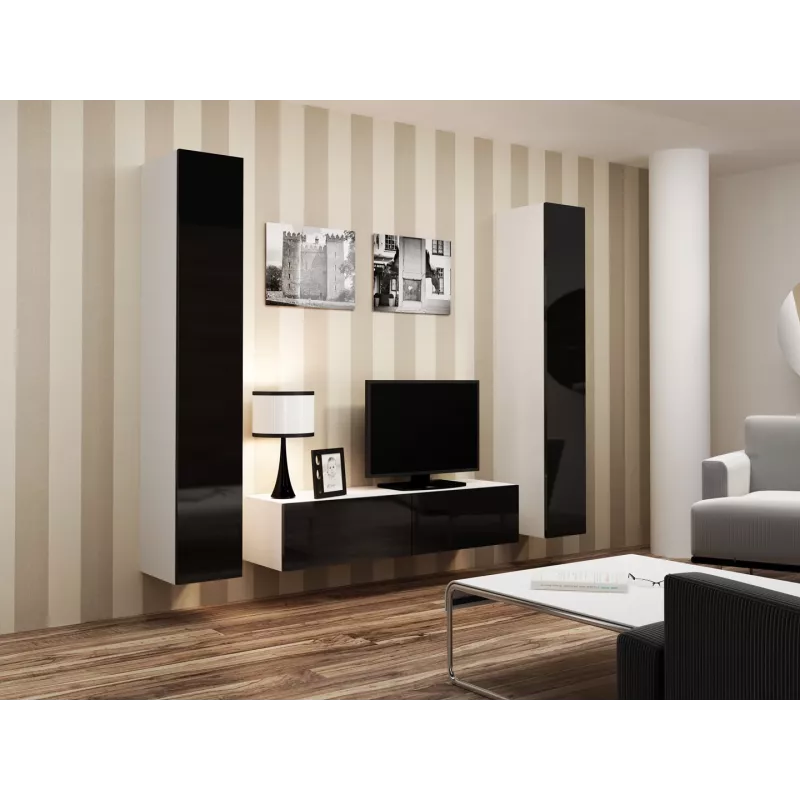 Cama uždara Spintelė VIGO '180' 180/40/30 baltas/juodas blizgus