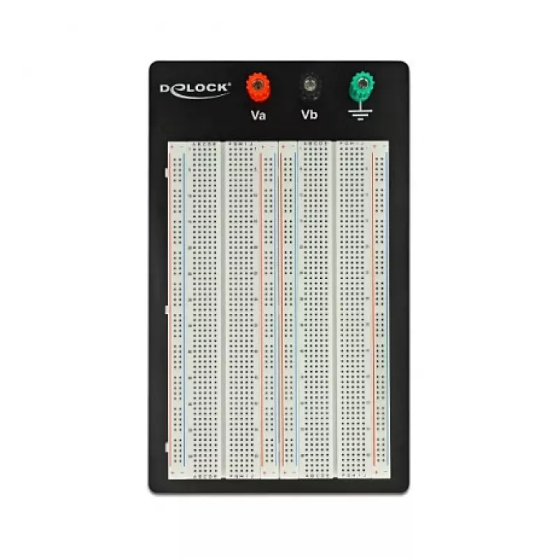 Breadboard (litavimo nereikalaujanti plokštė) DELOCK 18314 – metalas/plastikas, 109×165×1 mm, juoda/balta