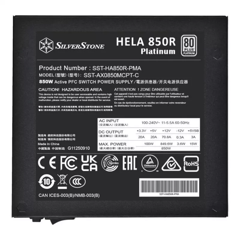 Maitinimo blokas SilverStone HELA 850R 850 W