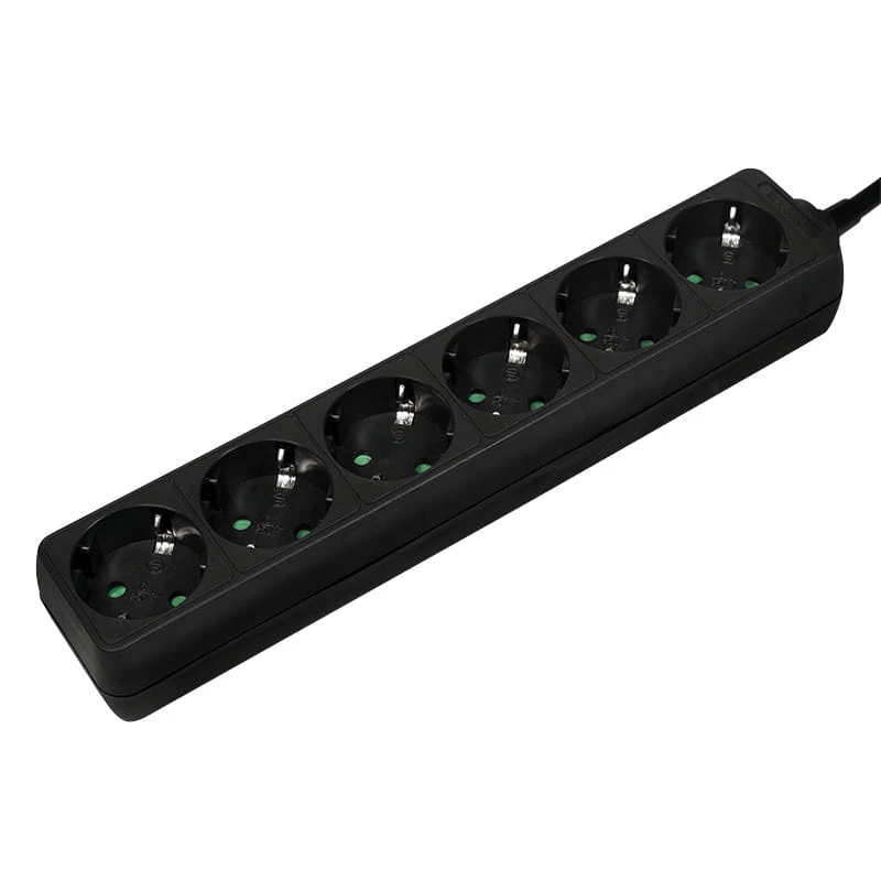 Prailginimo laidas LogiLink LPS238B 1,5 m 6 lizdų juodas