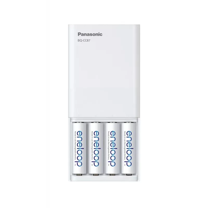 USB akumuliatorių įkroviklis PANASONIC Eneloop Smartplus BQ-CC87 + 4x AA 2000 mAh (K-KJ87MCD40USB)