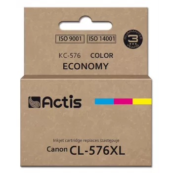 ACTIS KC-576 kasetė, suderinama su Canon spausdintuvais – mėlyna, raudona, geltona, 15 ml, standartinė išeiga