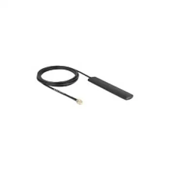 WiFi antena DELOCK 5.8 GHz RP-SMA kištukas kryptinė 3 dBi su 3 m RG-174 kabeliu, juoda, lipni