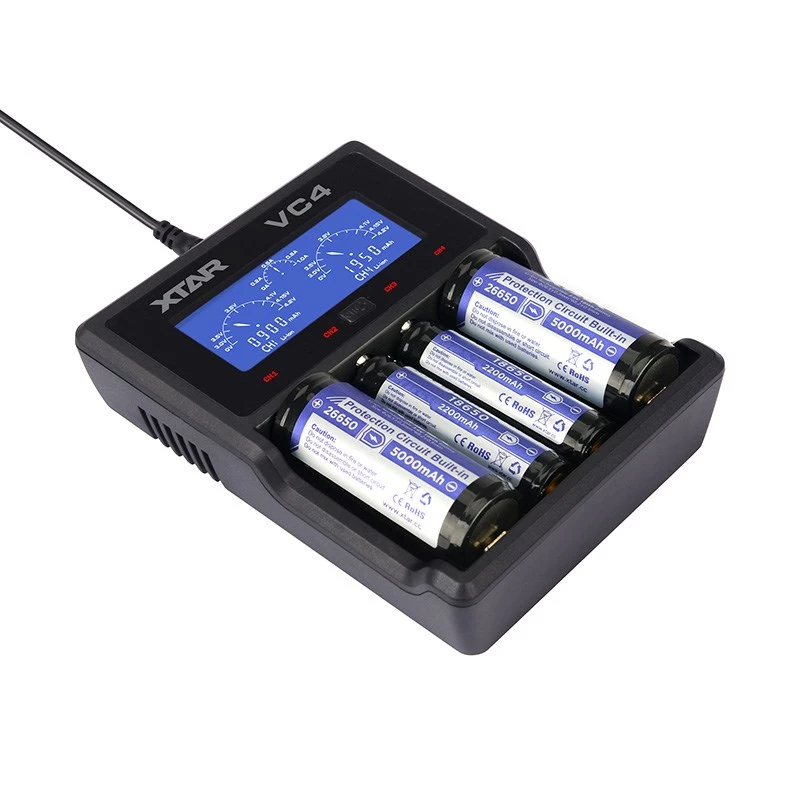 XTAR VC4 Įkroviklis buitinėms baterijoms USB