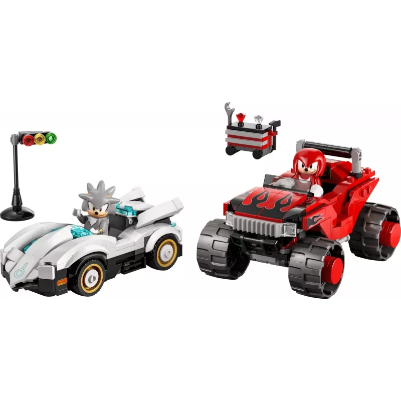 LEGO SONIC THE HEDGEHOG 77118 Silver'o automobilis prieš Knuckles'o monstrų sunkvežimį