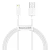 Baseus CALYS-A02 USB A – Lightning laidas, 1 m, baltas