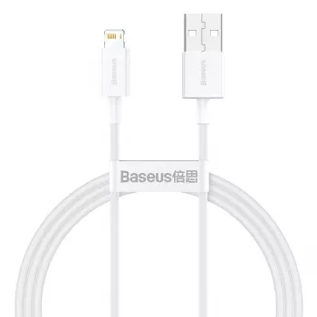 Baseus CALYS-A02 USB A – Lightning laidas, 1 m, baltas