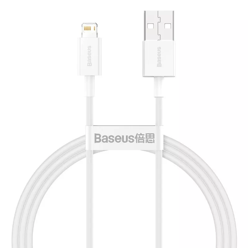 Baseus CALYS-A02 USB A – Lightning laidas, 1 m, baltas