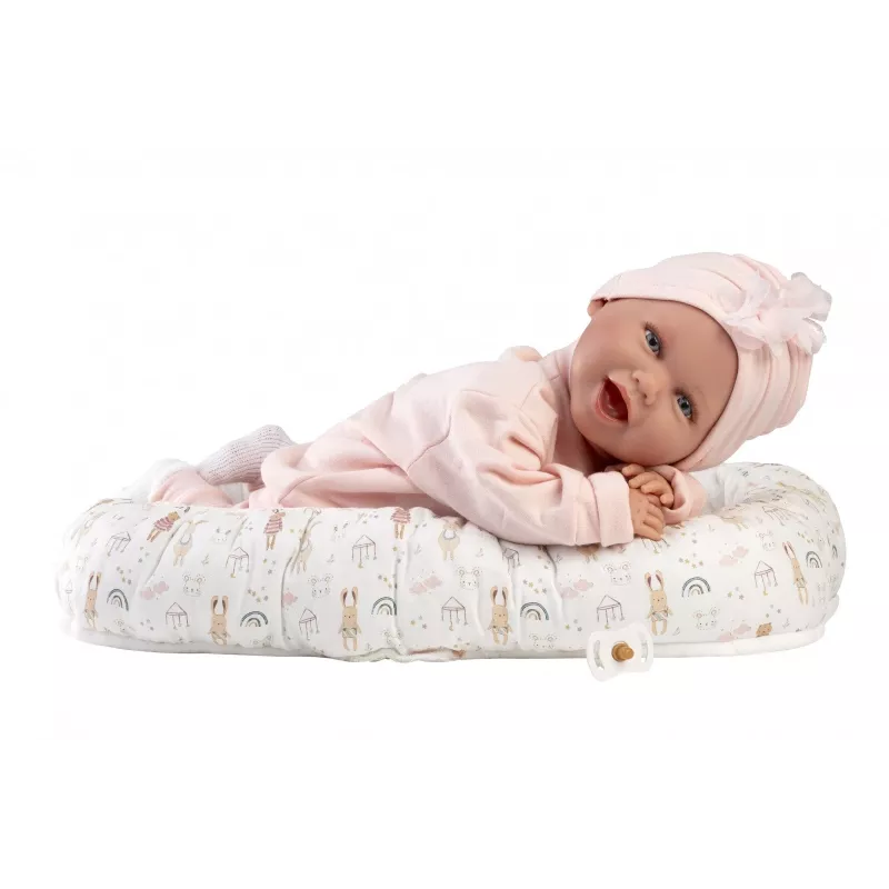 Lėlė Llorens Mimi Baby 42 cm – tikroviškas veidas, juokiasi, minkštas kūnelis