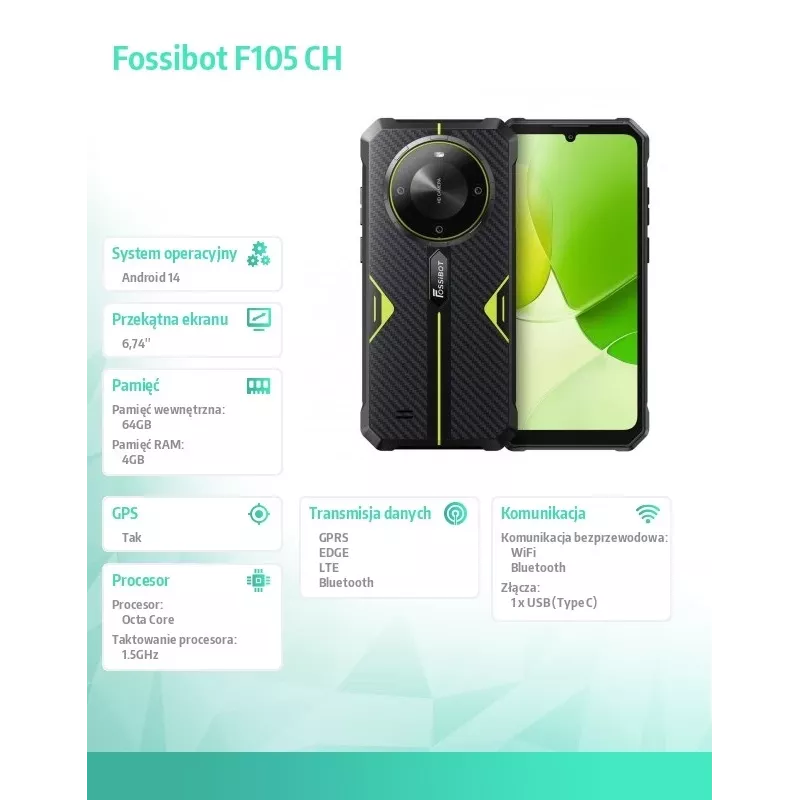 Išmanusis telefonas FOSSiBOT F105 žalias