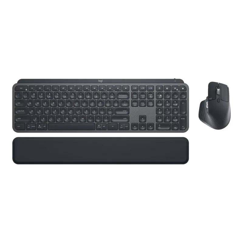 Logitech MX Keys Combo verslui 2 kartos klaviatūra + pelė, RF belaidis + Bluetooth, AZERTY prancūziškas išdėstymas, grafitas