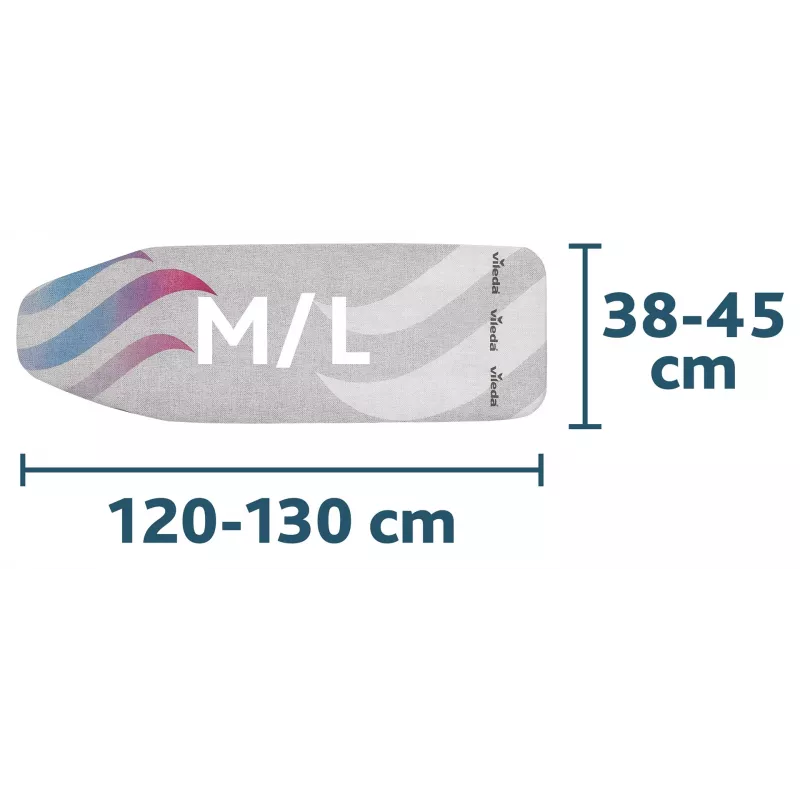 Viršutinis lyginimo lentos užvalkalas VILEDA Total Reflect mėlynai pilkai baltas, 1300 x 450 mm