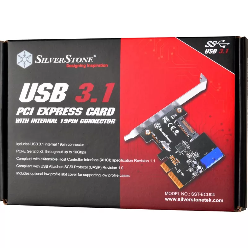 Silverstone SST-ECU04-E – 4 prievadų USB 3.0 valdiklio kortelė