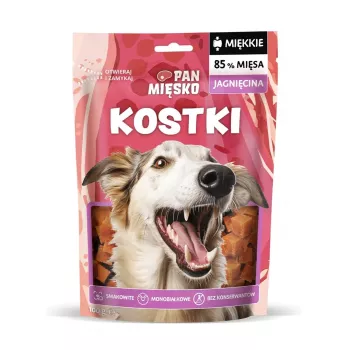 Šunų dresūros skanėstai Pan Miesko Lamb Cubes 100 g – vienas ingredientas ėriena, monoproteininiai, be glitimo ir sojos