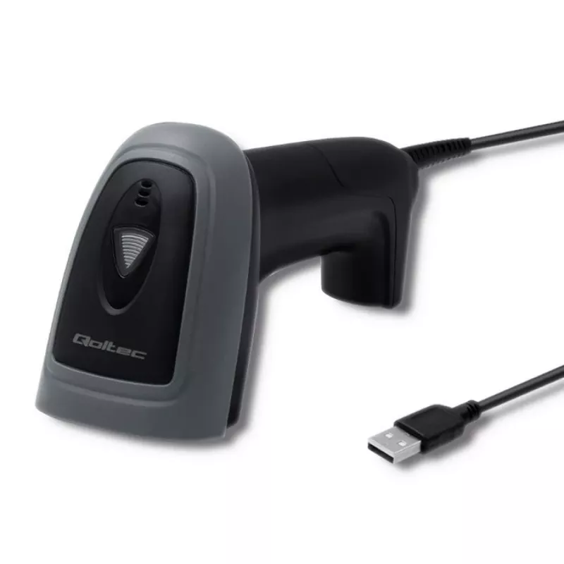 Nešiojamas brūkšninių kodų skaitytuvas QOLTEC 50863 – 1D/2D, USB, LED, juodas, 5V, 1,8 m laidas