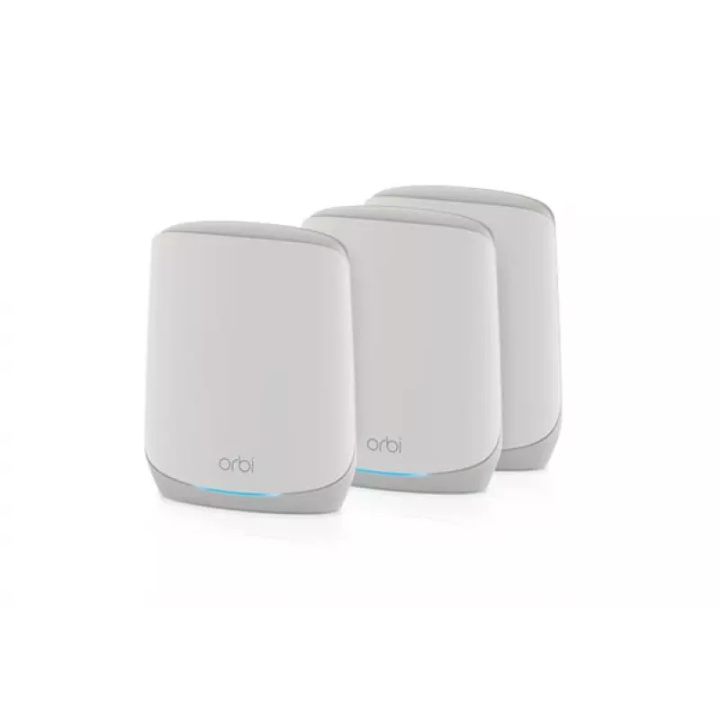 NETGEAR Orbi RBK763S Triju juostų (2,4 GHz / 5 GHz / 5 GHz) Wi-Fi 6 (802.11ax) maršrutizatoriaus rinkinys Baltas 7 vidinės antenos - RBK763S-100EUS