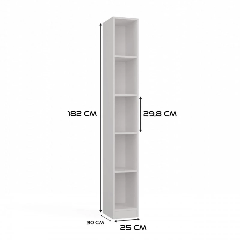 Vientisa knygų lentyna REGAŁ R25 25 cm balta