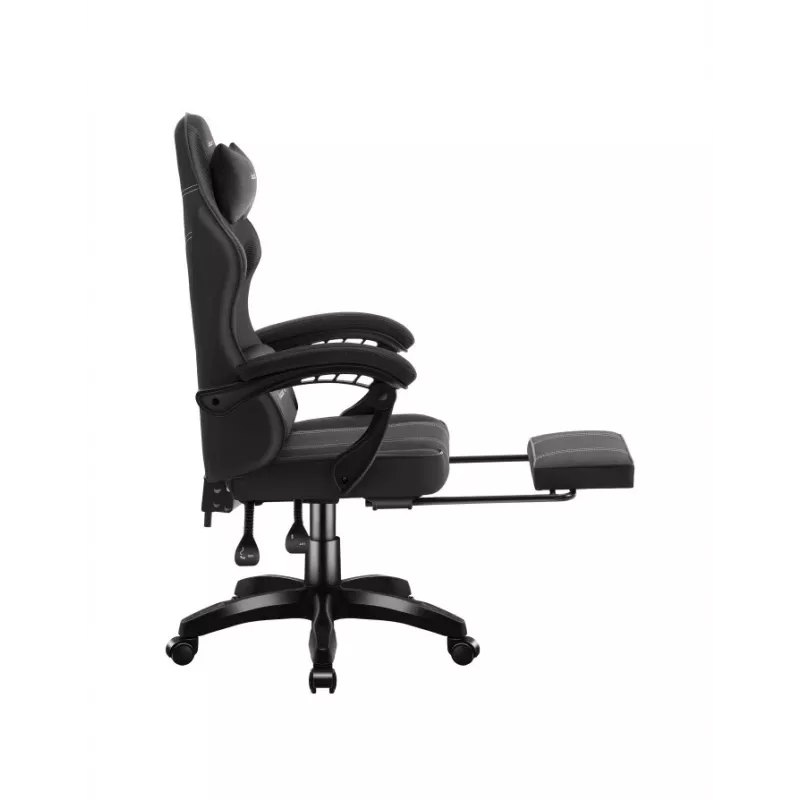 Žaidimų kėdė Huzaro Force 3.7 Carbon Black – ergonomiška, reguliuojamas aukštis 107,5–116,5 cm, 5 ratukai, juosmens ir kaklo pagalvėlės