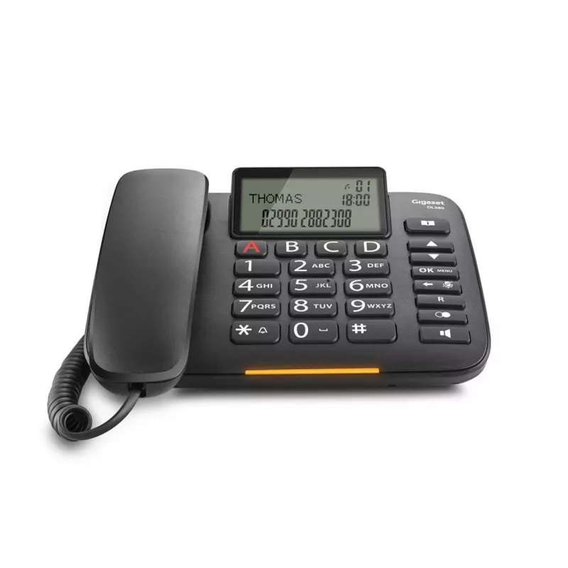 Laidinis telefonas Gigaset DL380 su skambučio numerio rodymu juodas