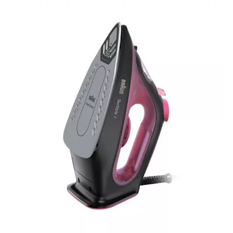 Braun TexStyle 1 lygintuvas sausas ir su garais, keraminis padas, 2000 W, juoda, violetinė