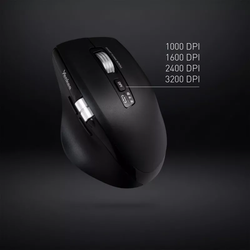Belaidė pelė YENKEE SPIN DUAL 2095BK (YMS 2095B SPIN) – kompaktiška dviejų režimų optinė pelė