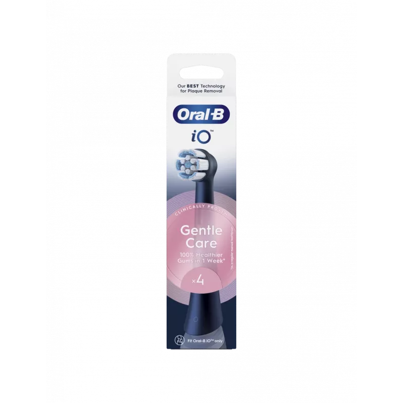Oral-B iO Gentle Care keičiamos dantų šepetėlių galvutės, juodos, 4 vnt.