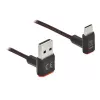 USB laidas DeLOCK EASY-USB 2.0 Type-A vyriškas į Type-C vyriškas kampuotas 0,5 m juodas